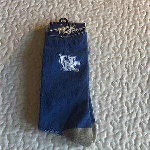 University of Kentucky Blue Athletic Crew Socks with Gray Toe and UK Logo -